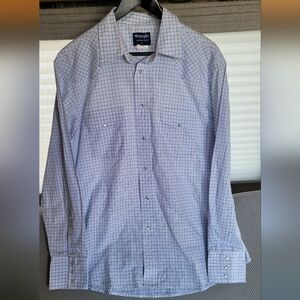 Wrangler Men's Blue Checkered Shirt XL EUC Western Cowboy